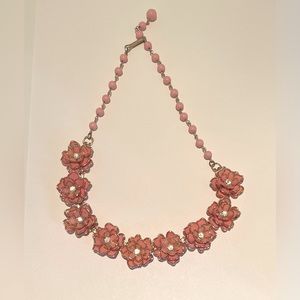 Coro layered flower enamel necklace, bracelet and earring set.